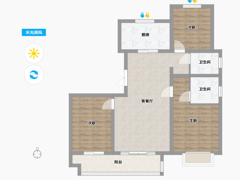 山东省-菏泽市-壹号院-98.00-户型库-采光通风