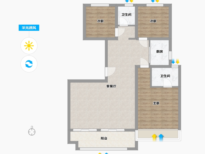 安徽省-宿州市-博润悦府-90.98-户型库-采光通风