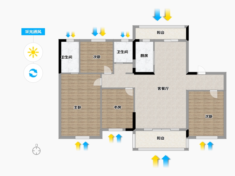 四川省-眉山市-碧桂园-143.00-户型库-采光通风