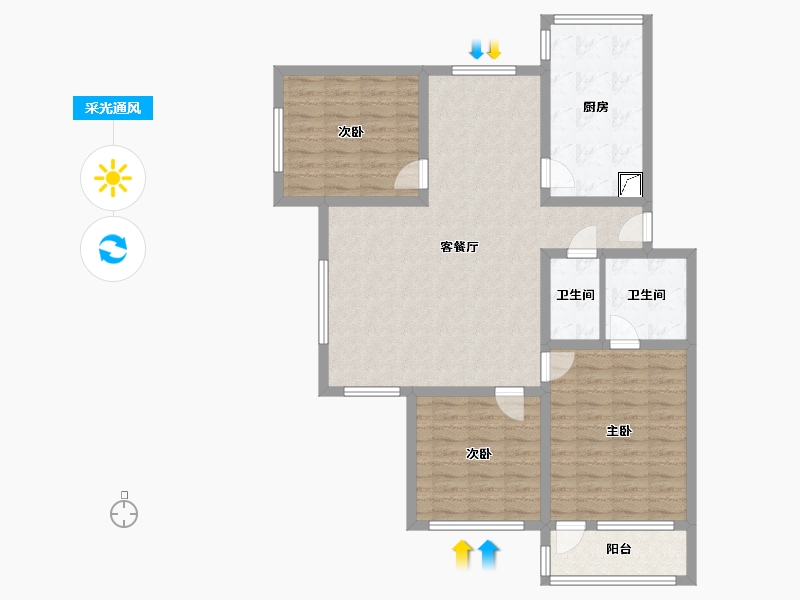 山东省-青岛市-福苑小区-118.00-户型库-采光通风