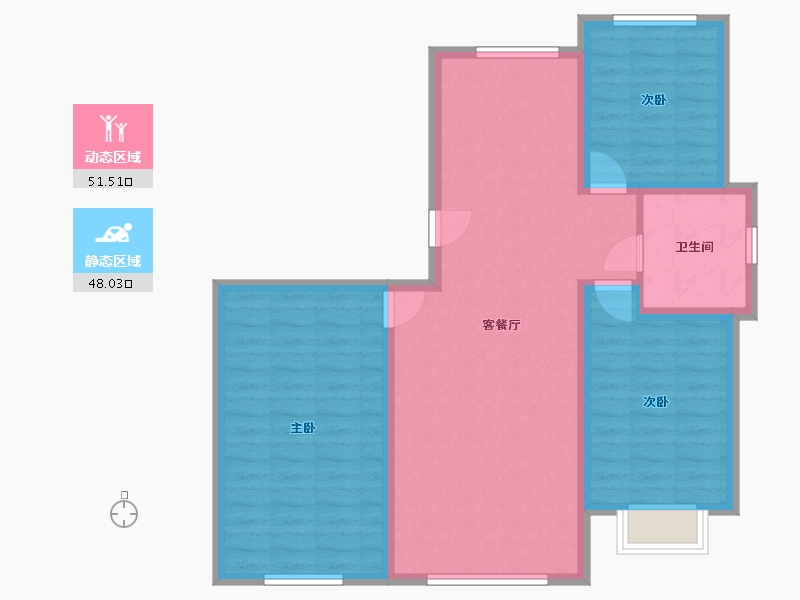 内蒙古自治区-鄂尔多斯市-碧水花苑-118.00-户型库-动静分区