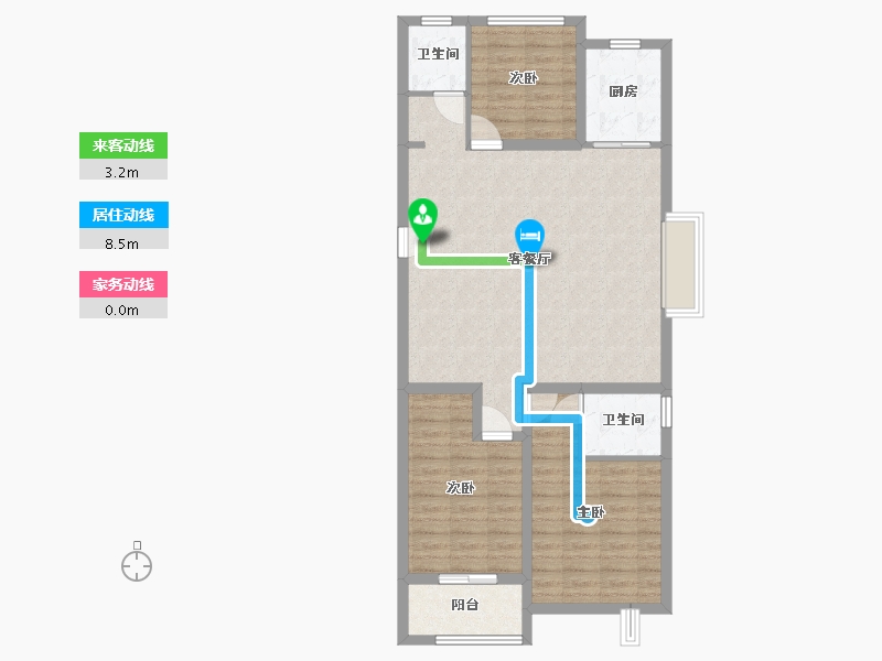 山东省-聊城市-滨湖新城-105.00-户型库-动静线