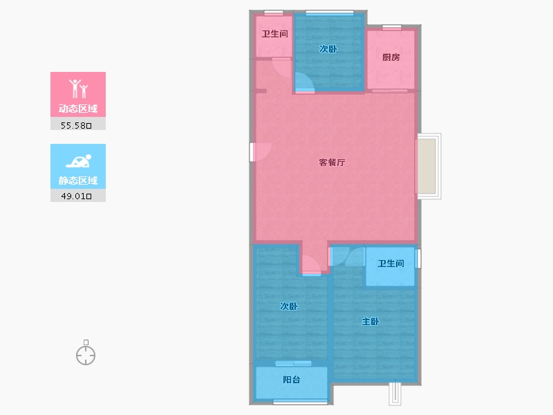 山东省-聊城市-滨湖新城-105.00-户型库-动静分区