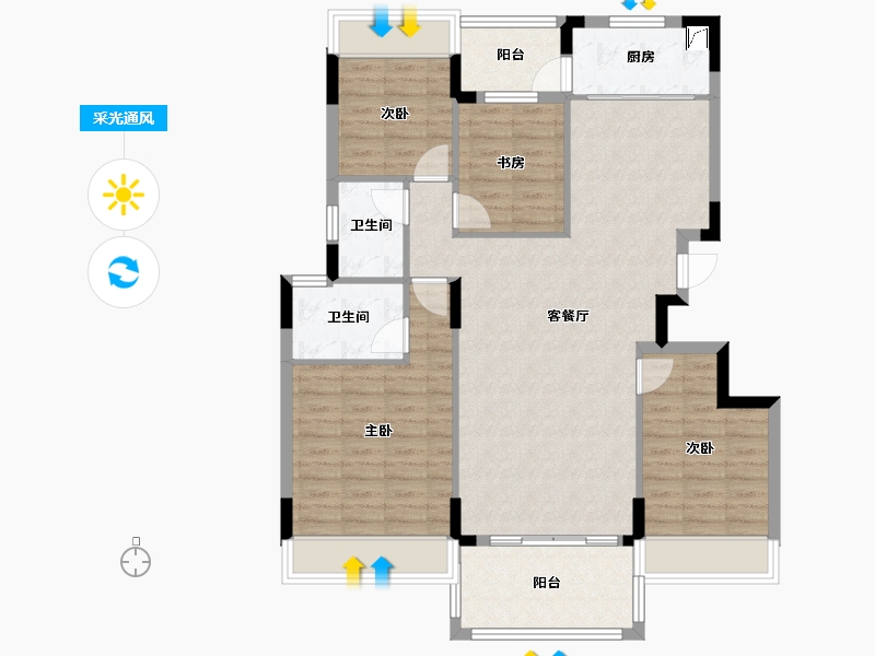 四川省-南充市-敏捷天越-105.86-户型库-采光通风