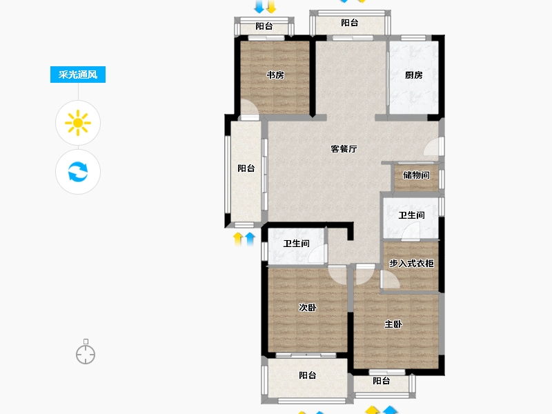 江苏省-南通市-兰溪荟-120.00-户型库-采光通风