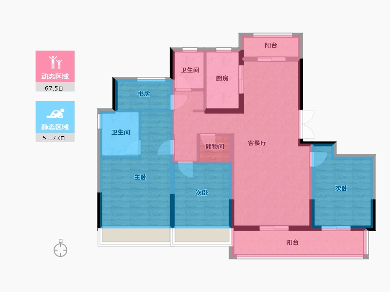 浙江省-杭州市-柳岸闻莺-110.00-户型库-动静分区