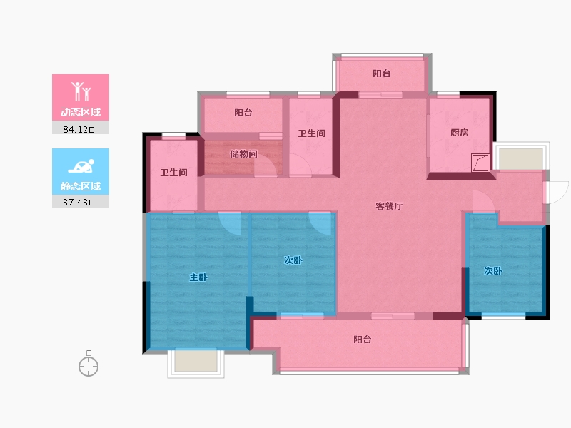 广东省-梅州市-玖龙台-125.00-户型库-动静分区