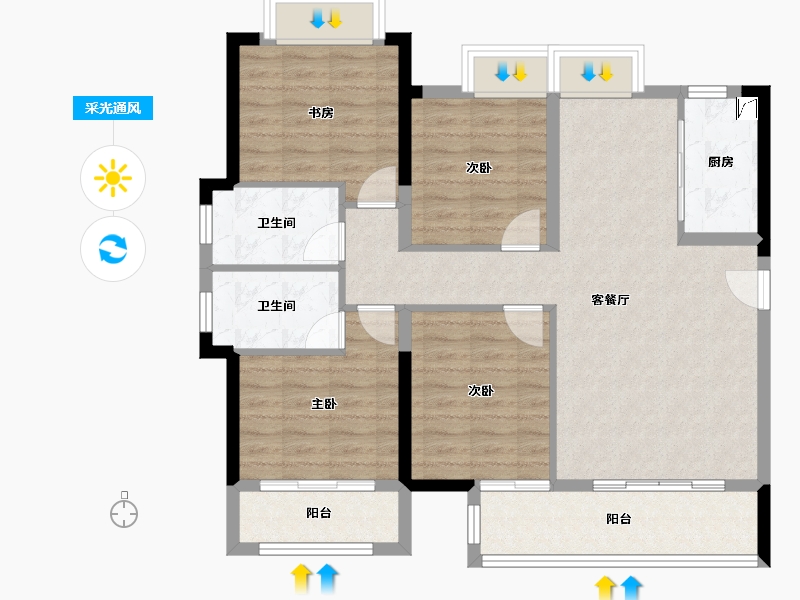 福建省-莆田市-大唐三盛国韵世家-96.89-户型库-采光通风