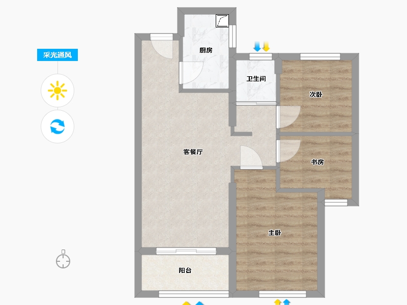 福建省-福州市-海滨一号-63.00-户型库-采光通风