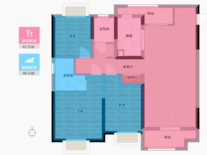 江西省-南昌市-绿地国际博览城-90.78-户型库-动静分区