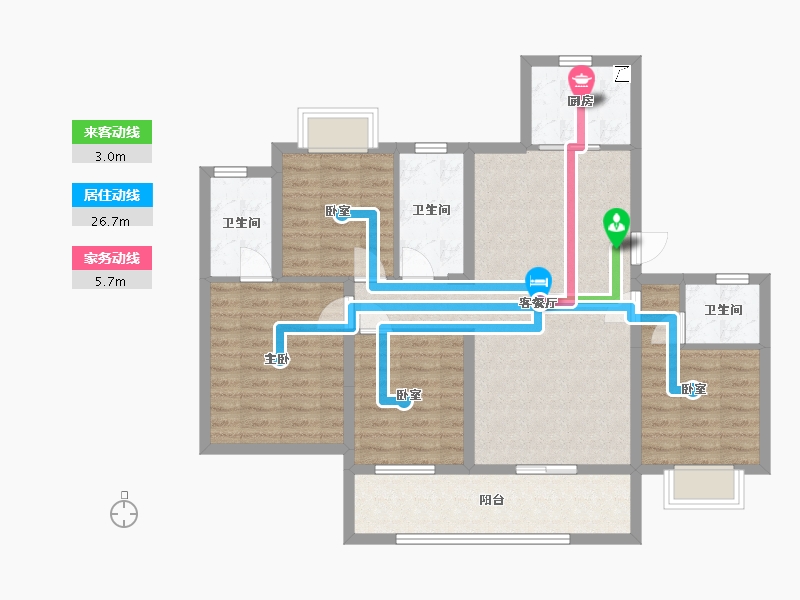 湖北省-黄冈市-团风升华翡翠御 园-97.50-户型库-动静线