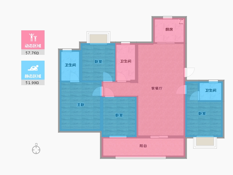 湖北省-黄冈市-团风升华翡翠御 园-97.50-户型库-动静分区