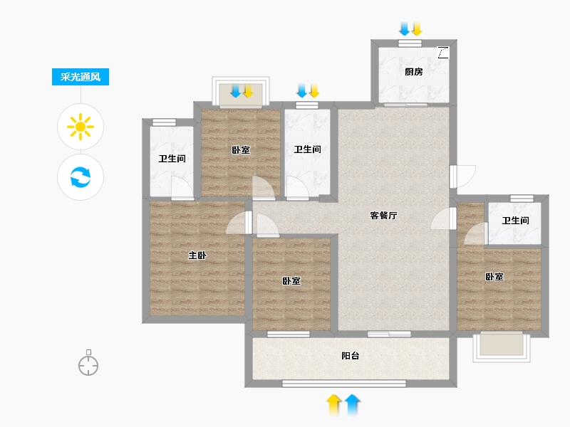 湖北省-黄冈市-团风升华翡翠御 园-97.50-户型库-采光通风