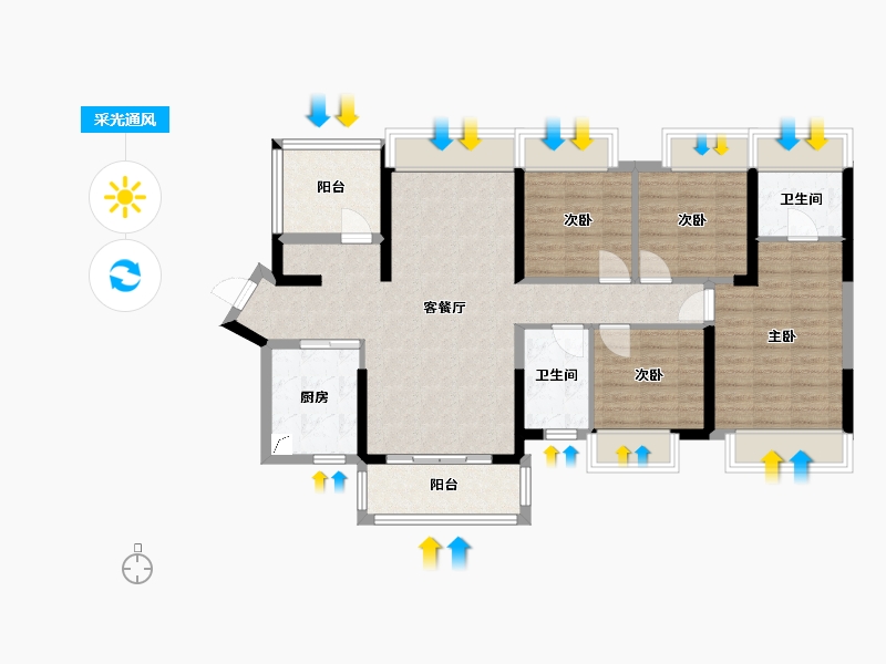 广东省-惠州市-佳兆业东江新城-106.00-户型库-采光通风