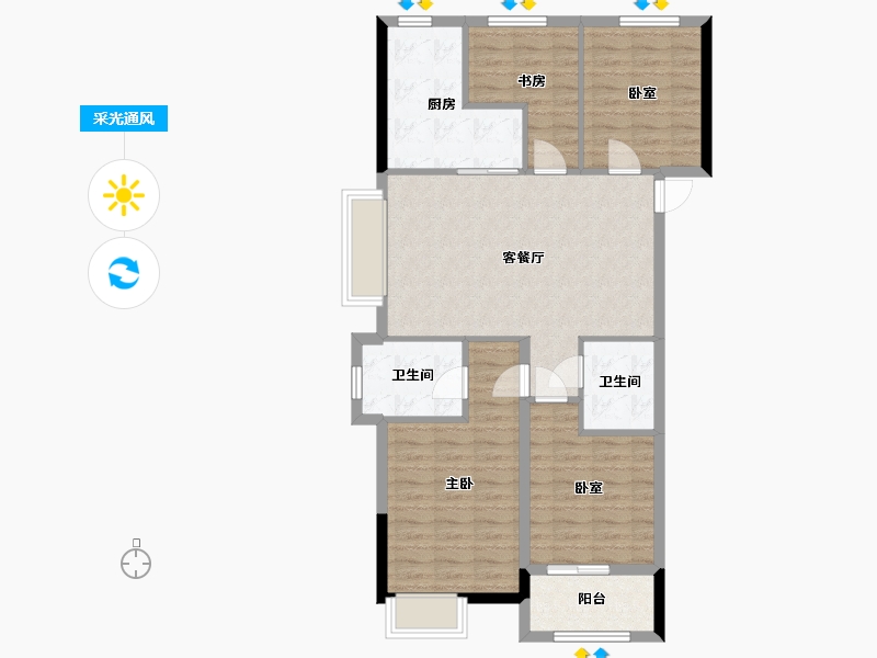 浙江省-杭州市-中港罗兰小镇-108.00-户型库-采光通风