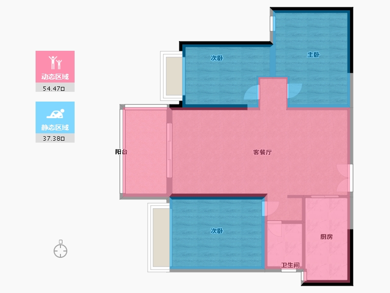 河南省-信阳市-信合阳光城-82.39-户型库-动静分区