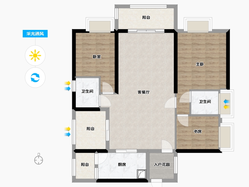 安徽省-阜阳市-御水华府-130.00-户型库-采光通风