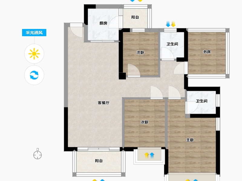 广西壮族自治区-南宁市-建工城-74.05-户型库-采光通风