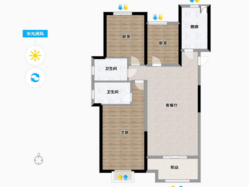 河南省-郑州市-金地格林小城-114.00-户型库-采光通风