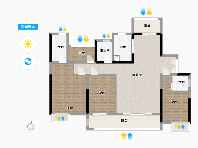 湖南省-张家界市-中建凤栖台-125.00-户型库-采光通风