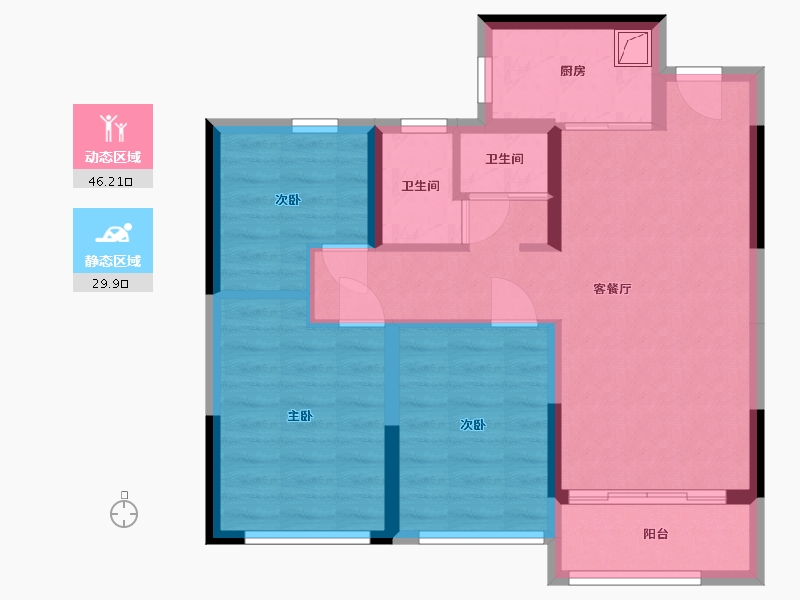 浙江省-杭州市-万达同心湾-89.00-户型库-动静分区