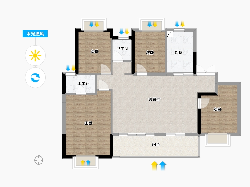 江苏省-泰州市-雍锦园-106.00-户型库-采光通风