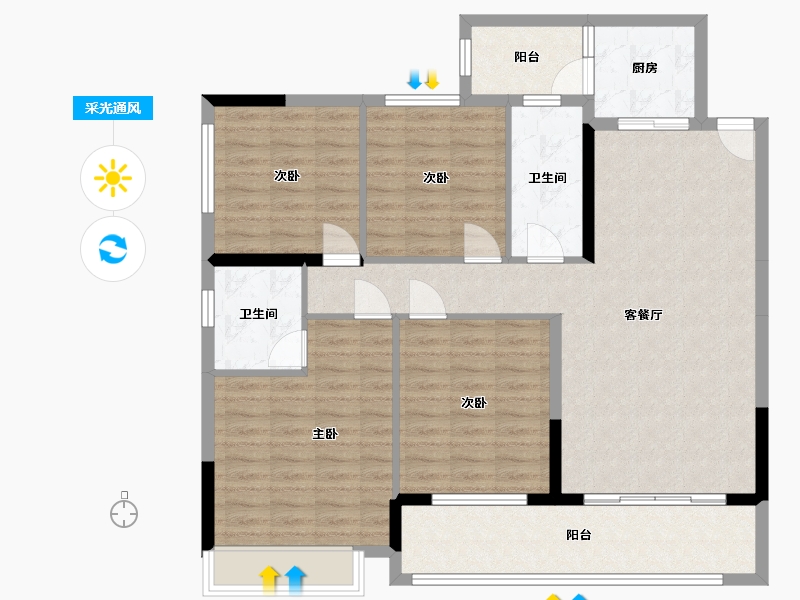 广西壮族自治区-南宁市-翠景华庭-118.00-户型库-采光通风