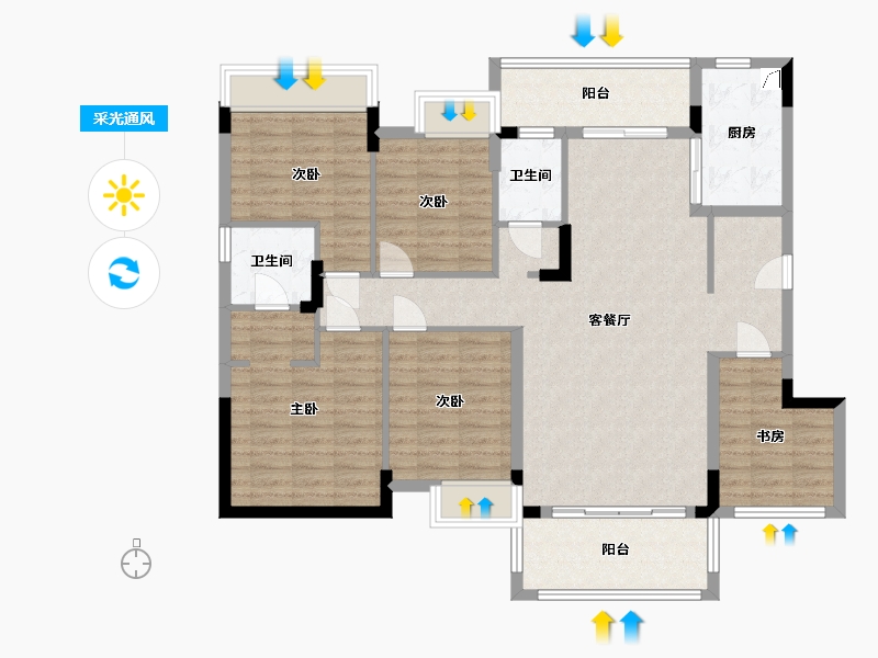 广西壮族自治区-桂林市-阳朔兴进景园-112.00-户型库-采光通风