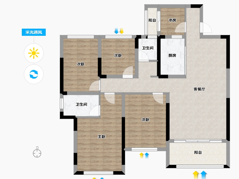 广西壮族自治区-柳州市-通建・中天城-136.00-户型库-采光通风