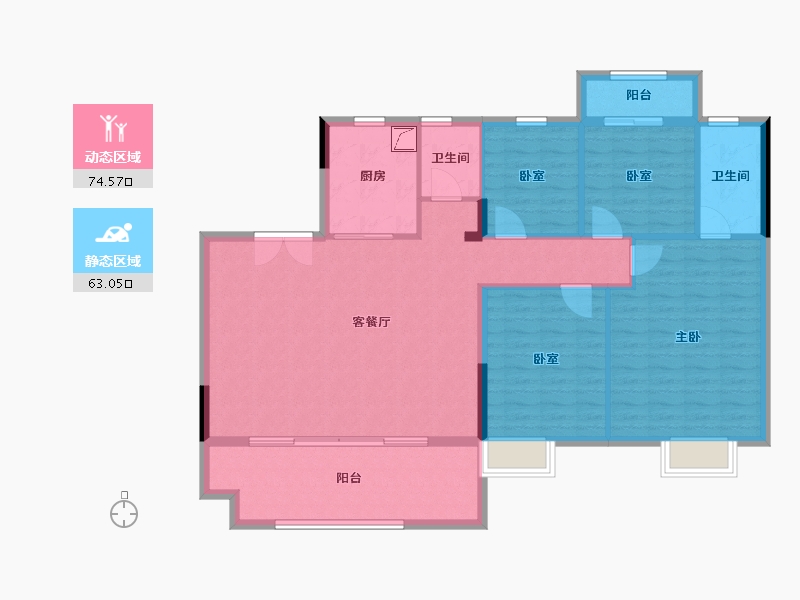 湖南省-湘潭市-碧桂园黄金时代-126.00-户型库-动静分区