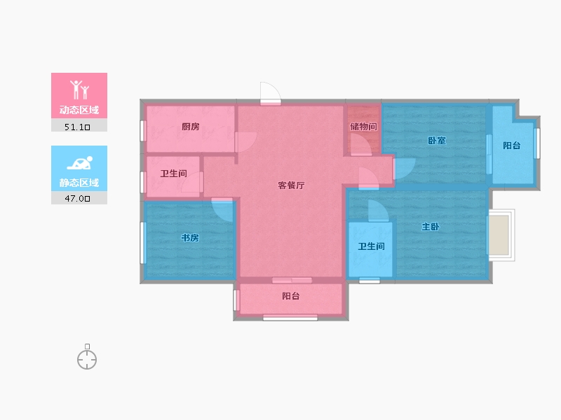 安徽省-池州市-阳光青城-106.00-户型库-动静分区