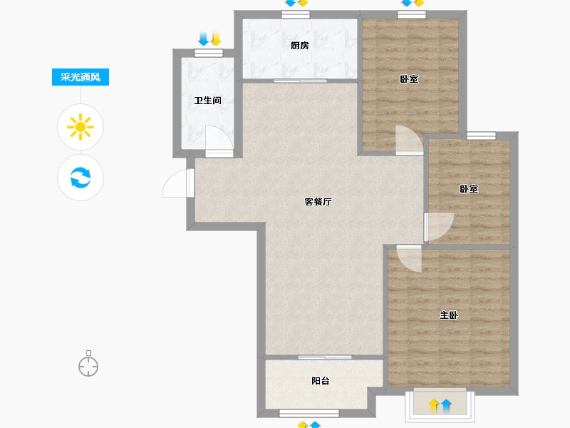 山东省-济南市-嘉润御景国际-92.00-户型库-采光通风