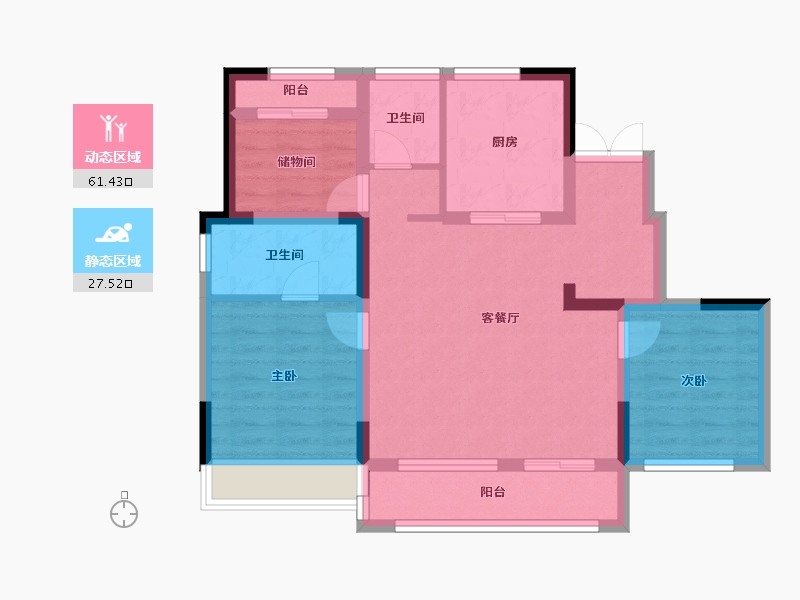 辽宁省-本溪市-壹号公馆-96.00-户型库-动静分区