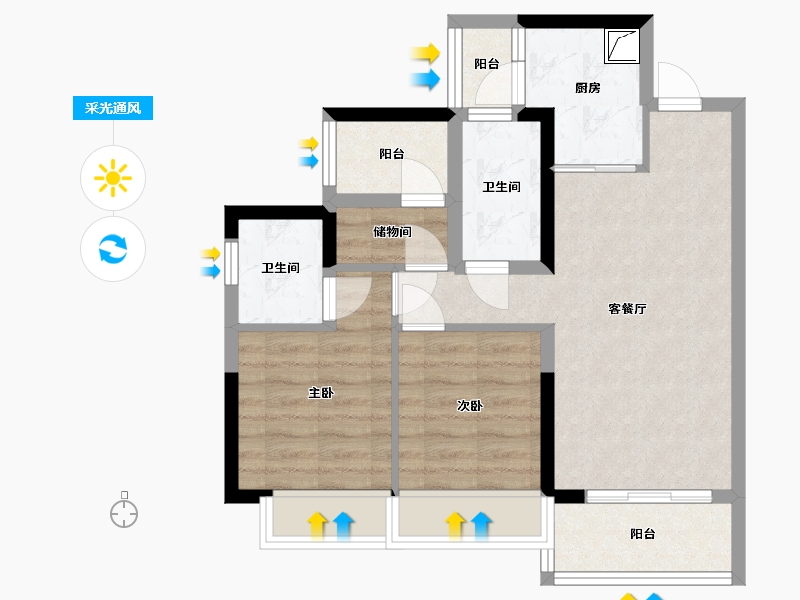 广东省-佛山市-禹州朗悦-85.00-户型库-采光通风