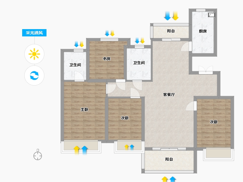 河南省-驻马店市-佳田尚书院-110.00-户型库-采光通风