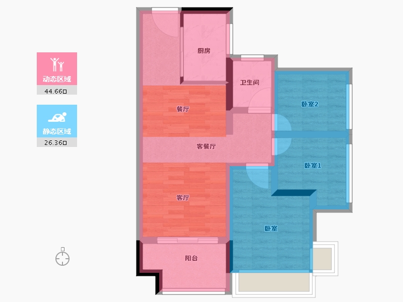 广东省-惠州市-万科中天宏远文瀚花园-62.40-户型库-动静分区