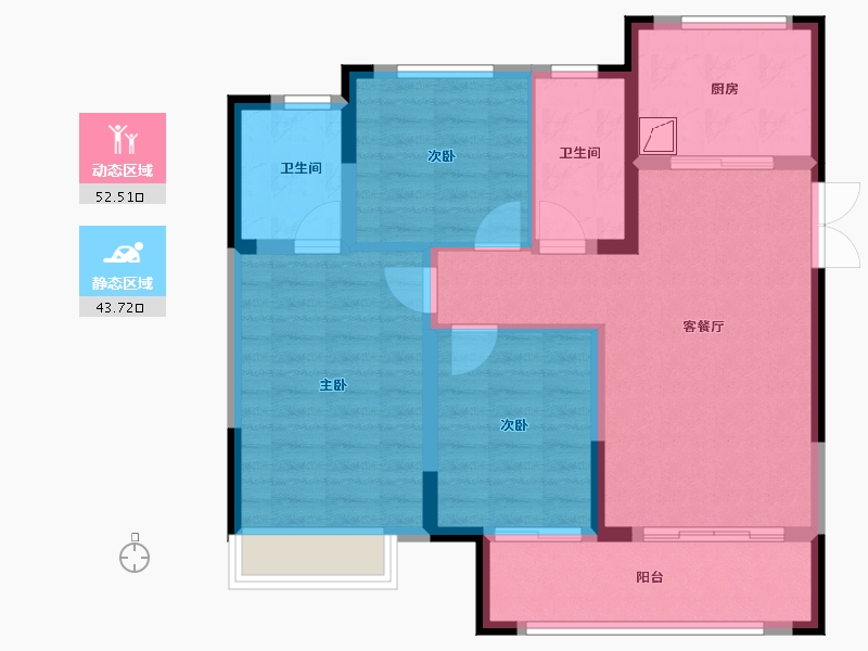 河南省-郑州市-锦艺四季城-86.00-户型库-动静分区