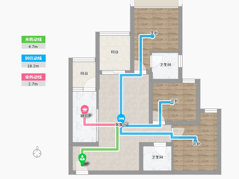 重庆-重庆市-保利观塘-71.40-户型库-动静线