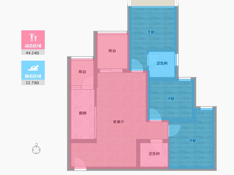 重庆-重庆市-保利观塘-71.40-户型库-动静分区