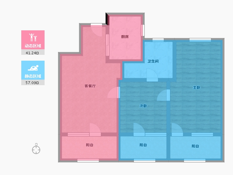 山东省-青岛市-龙湖昱城-86.64-户型库-动静分区