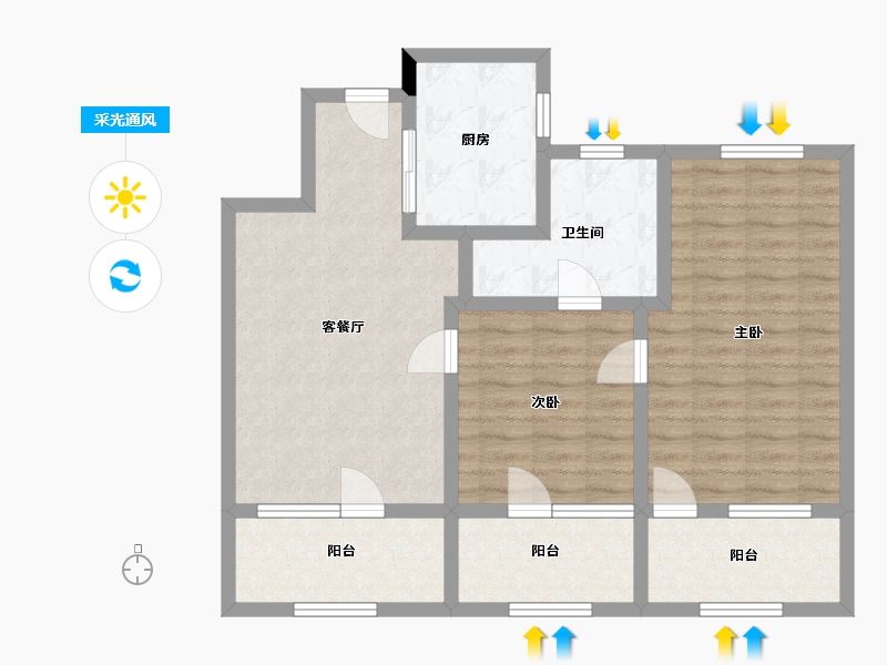 山东省-青岛市-龙湖昱城-86.64-户型库-采光通风