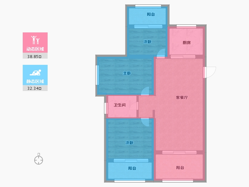 辽宁省-大连市-城市首府-63.00-户型库-动静分区