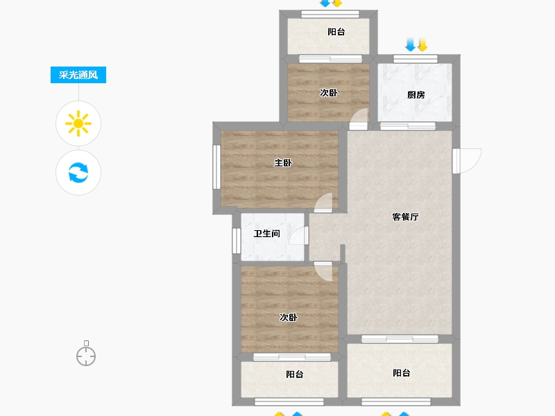 辽宁省-大连市-城市首府-63.00-户型库-采光通风