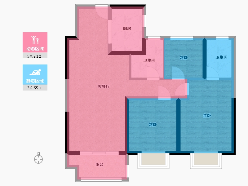 江苏省-泰州市-力高璟颐湾-77.00-户型库-动静分区