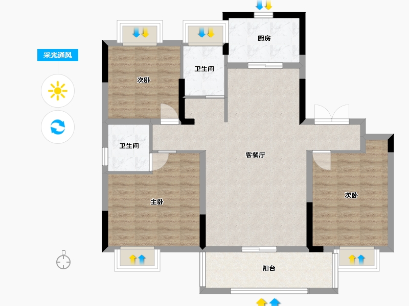 湖北省-随州市-书香华府-106.00-户型库-采光通风