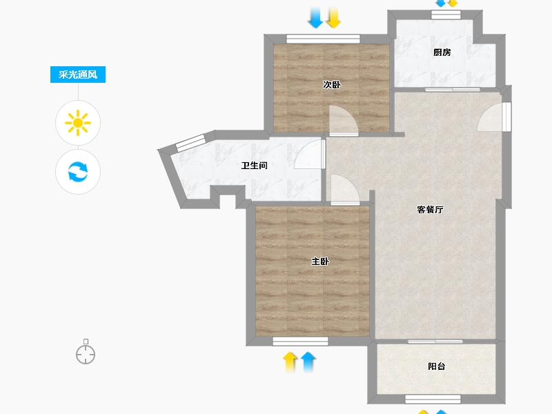 广东省-佛山市-万科金域蓝湾-58.84-户型库-采光通风