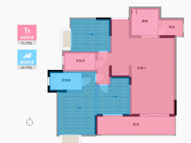 四川省-雅安市-君临130-110.00-户型库-动静分区