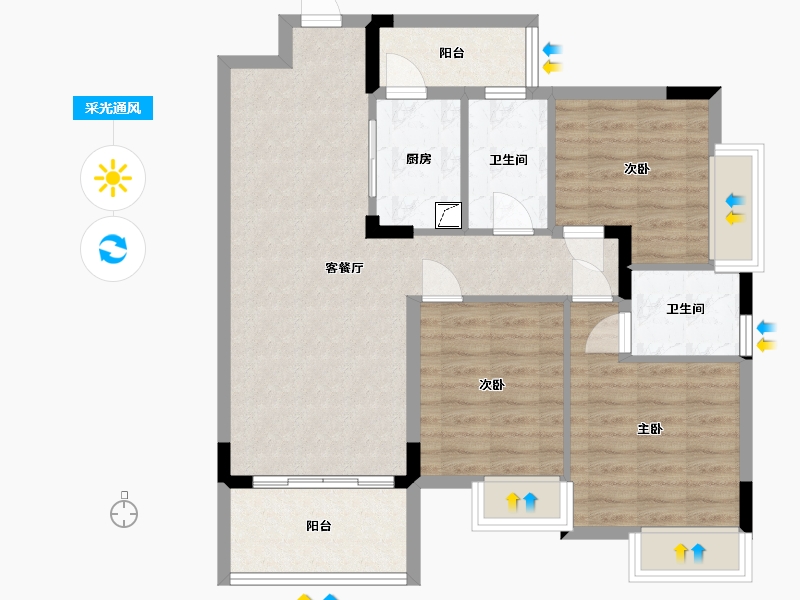 广西壮族自治区-桂林市-阳朔兴进景园-83.00-户型库-采光通风