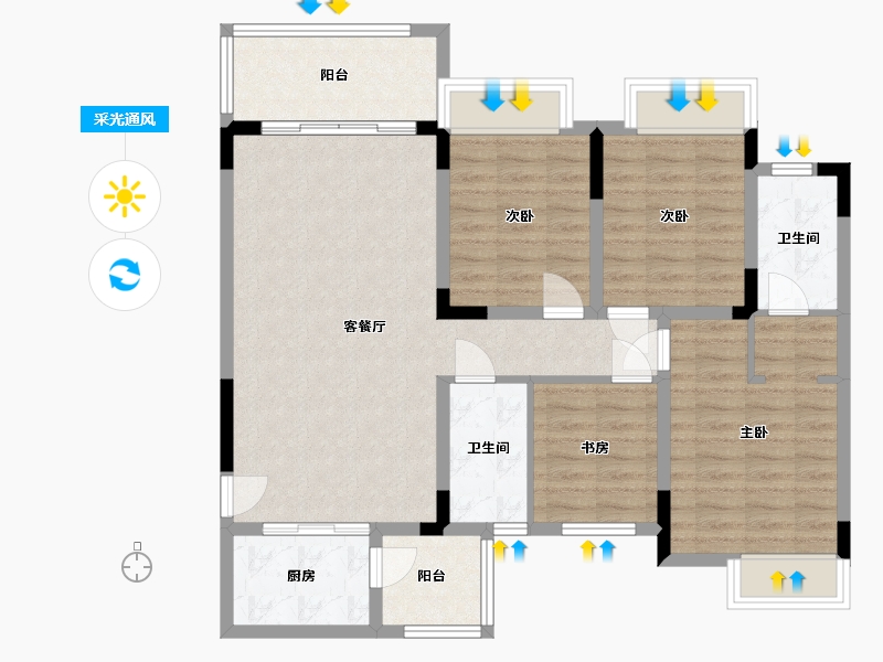 广西壮族自治区-桂林市-阳朔兴进景园-103.00-户型库-采光通风