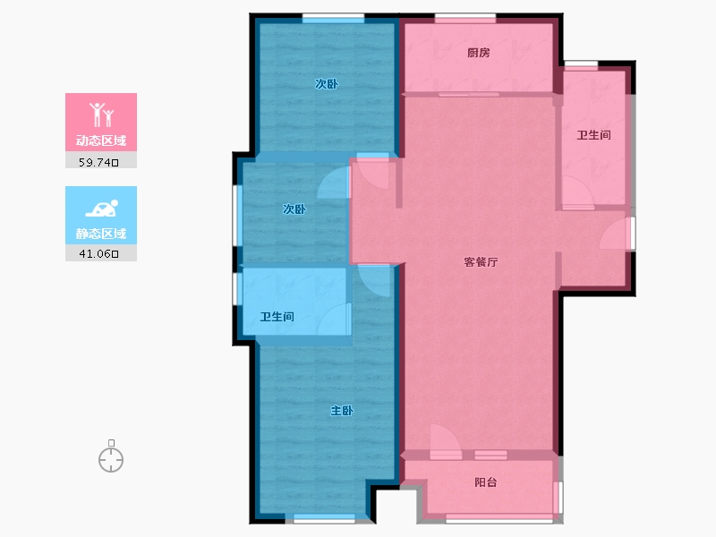 辽宁省-大连市-融创海逸长洲-90.00-户型库-动静分区